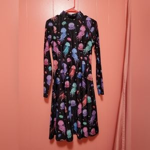 Black Milk Sea Jellies Long Sleeve Evil Mini Skater turtleneck Dress Medium New